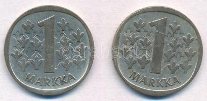 Finnország 1965S-1967S 1M Ag (2x) T:2,2- patina Finland 1965S-1967S 1 Markka Ag (2x) C:XF,VF patina