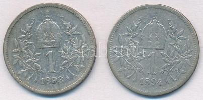 Ausztria 1893-1894. 1K Ag "Ferenc József" (2xklf) T:2-,3 patina
Austria 1893-1894. 1 Coro...