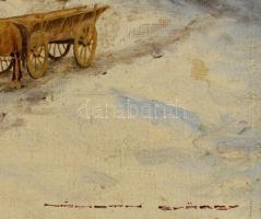 Németh György (1888-1962): Tél a tanyán. Olaj, vászon, jelzett, keretben, 40×50 cm