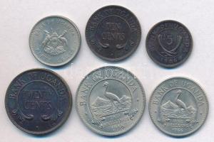 Uganda 1966. 5c-2Sh (6xklf) forgalmi sor T:2 Uganda 1966. 5 Cents - 2 Shillings (6xdiff) coin set C:XF