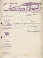 1936 Turcsányi Antal díszes, irredenta szövegezésű fejléces számla