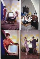 cca 1965 Reklámfotók a TV-ről, 13 db vintage negatív + az ezekről készült mai nagyítások, Kotnyek Antal (1921-1990) budapesti fotóriporter hagyatékából, 6x9 cm és 15x10 cm