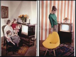 cca 1965 Reklámfotók a TV-ről, 13 db vintage negatív + az ezekről készült mai nagyítások, Kotnyek An...