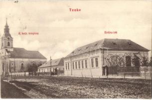 1910 Tenke, Tinca; Római katolikus templom, Erdész lak. Ritter Jakab kiadása / church, forester's house