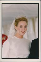 1998 Alexandra dán hercegnő esküvői fotója, Sygma képügynökség, hátoldalán feliratozva, 25x17 cm / Wedding of Princess Alexandra of Denmark with Jefferson Friedrich graf von Pfeil, photo, 25x17 cm