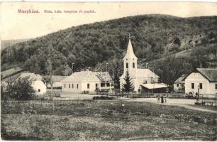 1911 Menyháza, Moneasa; Római katolikus templom és paplak / church and rectory