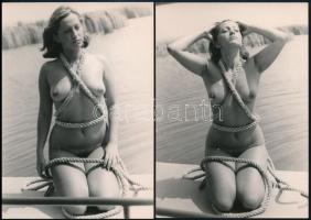 1986 Velencei-tó, kirándulás Pákozdra, szolidan erotikus felvételek, 11 db vintage negatív + 2 db vintage fénykép (a pozitív és negatív képek különbözőek), 6x6 cm és 15x10 cm