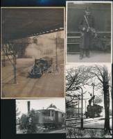 Különböző korokból 13 db régi mozdony, vonat és kalauz, vintage fényképe, Fekete György (1904-1990) ...