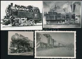 Különböző korokból 13 db régi mozdony, vonat és kalauz, vintage fényképe, Fekete György (1904-1990) ...