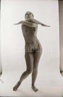 cca 1972 Tornász lányok partiban, szolidan erotikus felvételek, 3 db vintage fotó, + 4 db vintage ne...