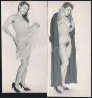 cca 1969 Miss Tűsarok megmutatja, szolidan erotikus felvételek, 5 db vintage fotó, 15x6,5 cm