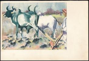 S. Pichairaj jelzéssel: 7 db keleti életkép sorozat. kavarell, papír, jelzettek / Eastern scenes. Wa...