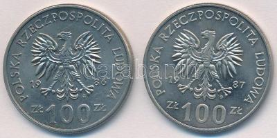 Lengyelország 1986MW 100Zl Cu-Ni "I. Wladyslaw Lokietek király" + 1987MW 100Zl Cu-Ni "...