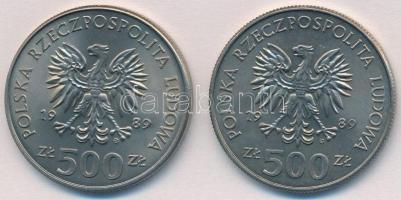 Lengyelország 1989MW 500Zl Cu-Ni "A II. Világháború kezdetének 50. évfordulója" + 1989MW 5...