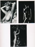cca 1978 Bájkereső, szolidan erotikus felvételek, 4 db vintage negatív (24x36 mm) + 5 db vintage fotó (9x12 cm), (a negatívok és a pozitív képek között nincs összefüggés)