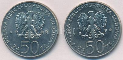 Lengyelország 1980MW 50Zl Cu-Ni "I. Boleslaw király" + 1980MW 50Zl Cu-Ni "I. Kazimier...