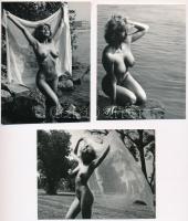 cca 1981 Menesdorfer Lajos (1941-2005) budapesti fotóművész hagyatékából 3 db jelzett vintage fotó + 4 db vintage negatív, 6x6 cm és 9x12 cm között, (a negatívok és a pozitív képek között nincs összefüggés)