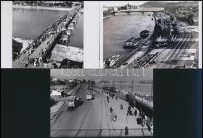 Margit híd budai hídfőjénél és a Manci híd, különféle korokban készült felvételekről mai nagyítások, 10x15 cm