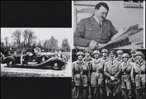 cca 1938 Hitler és az autója, 4 db mai nagyítás, 10x15 cm
