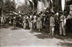 cca 1948 Budapest, roller és kerékpár verseny a Népligetben, Rózsa György (?-?) budapesti fotóriport...