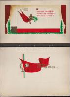 cca 1970 4 db szocreál dekorációterv, vegyes technika, papír, 18,5×30 cm