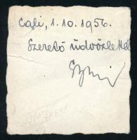 1956 Orth György labdarúgó dedikációja és aláírása őt ábrázoló fotó hátulján