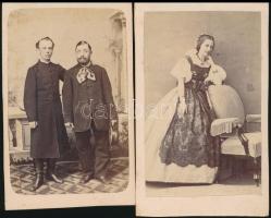 cca 1863 Oldal István nagybecskereki fényképész műtermében készült, 2 db vizitkártya méretű, vintage fénykép, csak az egyik jelzett, 10,5x6 cm
