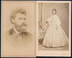 cca 1866 Licskó pesti fényképész műterméből 2 db vizitkártya méretű, vintage fénykép, 10,5x6,5 cm