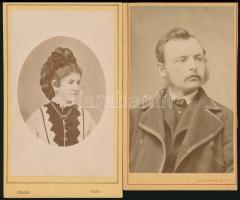cca 1869 Straub és Weinwurm pesti fényképészek műterméből 2 db vizitkártya méretű, vintage fénykép, 10,5x6,5 cm