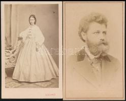 cca 1869 Straub és Weinwurm pesti fényképészek műterméből 2 db vizitkártya méretű, vintage fénykép, ...