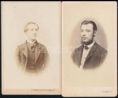 cca 1862 Prager J. budai és Dr. Heid H. pesti fényirdájából 2 db vizitkártya méretű, vintage fénykép, 10,5x6 cm
