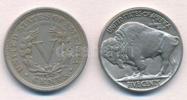 Amerikai Egyesült Államok 1906. 5c Cu-Ni + 1935. 5c Cu-Ni "Buffalo" T:2
USA 1906. 5 Cents...