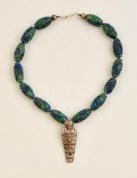 Faragott azurit-malachit nyakék ezüst(Ag) medállal