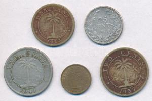Libéria 1937-1960. 1/2c-25c (5xklf) közte 1960. 25c Ag T:2,2-,3
Liberia 1937-1960. 1/2 Cent - 25 Ce...