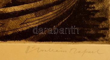 Ábrahám Rafael (1929-2014): Halászok, rézkarc, papír, 30×27 cm