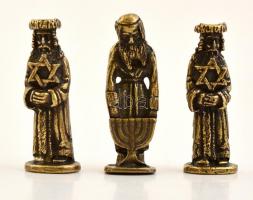 3 db rabbi réz figura, m: 3,5 cm