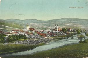 Podolin, Podolínec (Szepes, Zips); látkép, piac, templomok, híd / general view, market, churches, bridge (apró sarokhiány / tiny corner shortage)