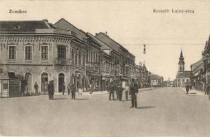 Zombor, Sombor; Kossuth Lajos utca, Falcione Gyula üzlete / street view with shop