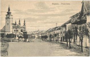 Podolin, Podolínec (Szepes, Zips); Fő tér, templom és harangtorony. G. Jilovsky 1922. / main square, church, bell tower