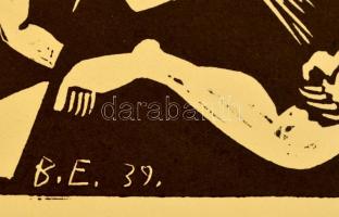 Berda Ernő (1914-1961): Fosztogatás, linó, papír, jelzett a linón, 26×21,5 cm