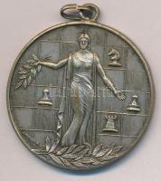 1942. "Mailáth-Kővári 942.II.7. 9 1/2 - 6 1/2" ezüstözött sakk díjérem füllel, "ARKAN...