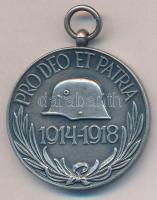 ~1918. Pro deo et patria 1914-1918 ezüstözött, jelzett Br első világháborús emlékérem füllel (37mm) T:2 szennyeződés