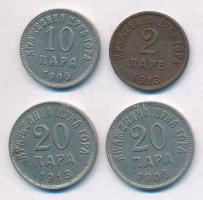 Montenegró 1906. 10p Ni + 20p Ni + 1913. 2p Br + 20p Ni T:2
Montenegro 1906. 10 Para Ni + 20 Para N...