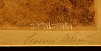 Szőnyi István (1894-1960): Várakozás, rézkarc, papír, jelzett, paszpartuban, 23,5×31 cm