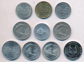 Szingapúr 1971-1995. 5c-1$ (10xklf) T:1-,2 Singapore 1971-1995. 5 Cents - 1 Dollar (10xdiff) C:AU,XF