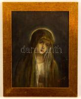 Olvashatatlan jelzéssel: Szűz Mária, olaj, selyem, üvegezett fa keretben, 38×28 cm