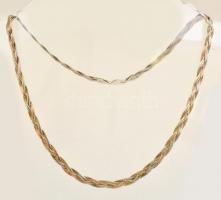 Ezüst(Ag) háromszínű fonott kígyós nyaklánc, jelzett, h: 46 cm, nettó: 9,2 g