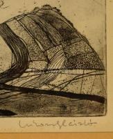 Lukovszky László (1922-1981): Ég és föld, rézkarc, papír, jelzett, paszpartuban, üvegezett fa keretb...