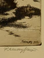 Remsey Jenő (1885-1970): Cigánysor, rézkarc, papír, jelzett, üvegezett fa keretben, 23,5×33 cm