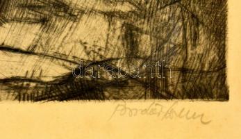 Bordás Ferenc (1911-1982): Csendélet, rézkarc, papír, jelzett, üvegezett fa keretben, 39×30 cm